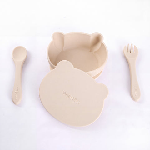 Mini Bowl Oso con Tapa + Cubiertos