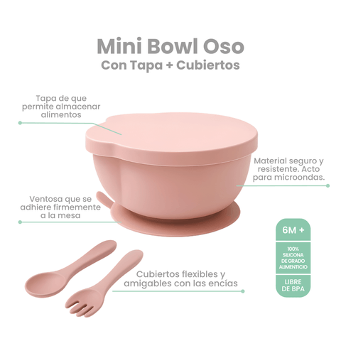 Mini Bowl Oso con Tapa + Cucharas