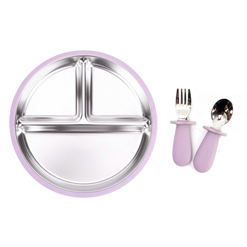 Combo Plato + Cubiertos Inox 12M+