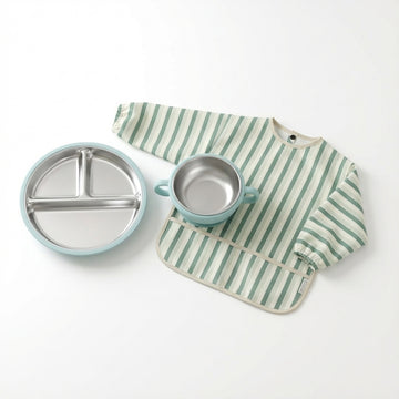 Kit de Mesa Navideño: Plato + Bowl + Babero Manga Larga