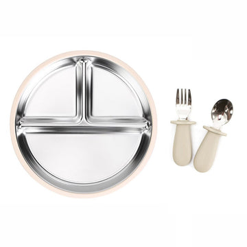 Combo Plato + Cubiertos Inox
