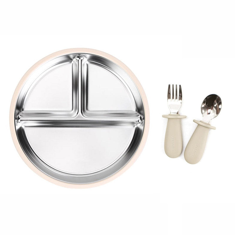 Combo Plato + Cubiertos Inox