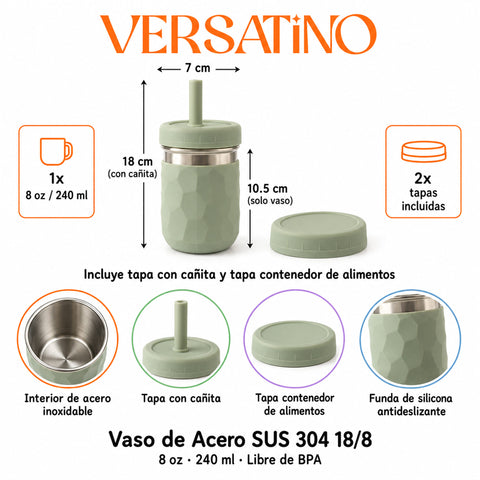 Vaso Evolutivo de Acero Inoxidable 3 en 1 - 240 ml